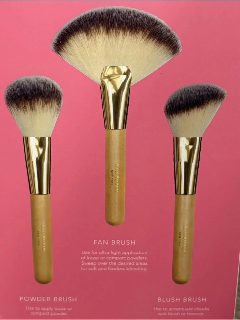 Isaac Mizrahi New York Cosmetic Brushes Powder, Fan, Blush
